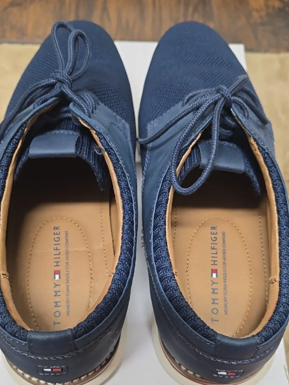 Tommy Hilfiger Navy Knit Lace-Up Oxfords with White Sole